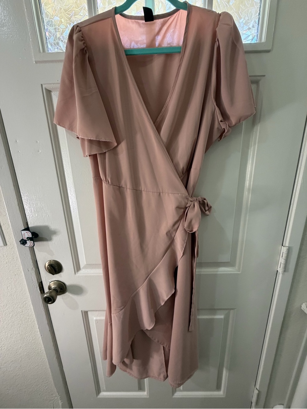 3 set Wrap Midi Dress - 0XL Brown floral, Pale pink and mustard yellow